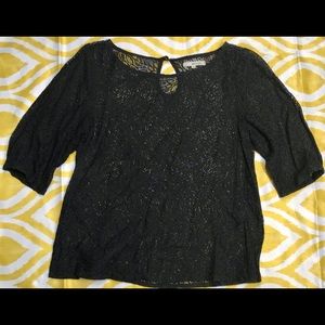 LA made Black See Thru Lace Keyhole Retro Shirt